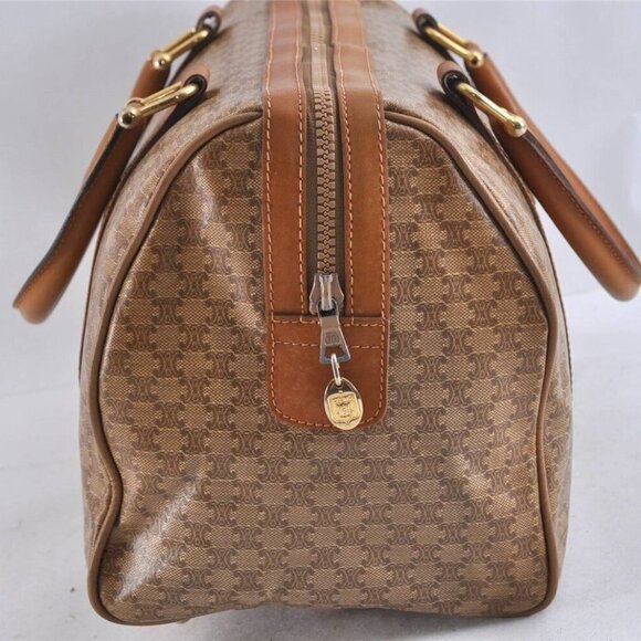 CELINE Vintage Macadam Blason Pattern Hand Boston Bag PVC Leather Beige … - Picture 3 of 12